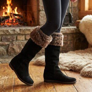 Sam Edelman Women's Size 7.5 Black Suede Orlando Faux Fur Knee High Boots